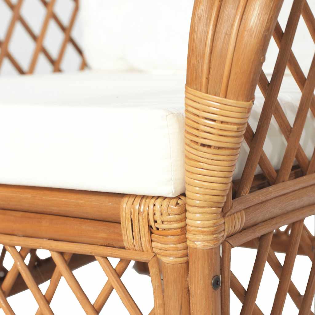 Canapé avec coussin Marron clair Rotin naturel et lin - XIOS