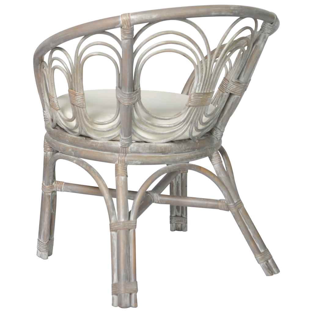 Chaise de salle à manger avec coussin gris Rotin naturel et lin - XIOS