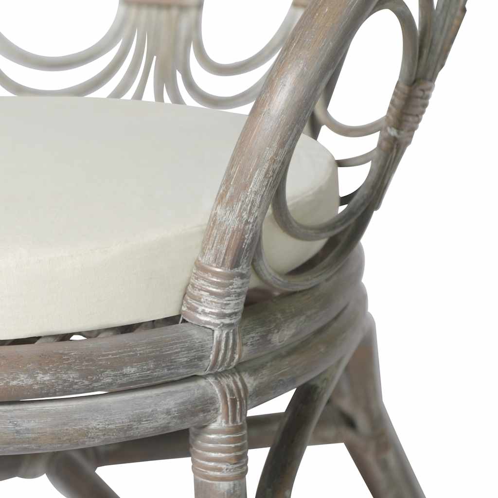 Chaise de salle à manger avec coussin gris Rotin naturel et lin - XIOS