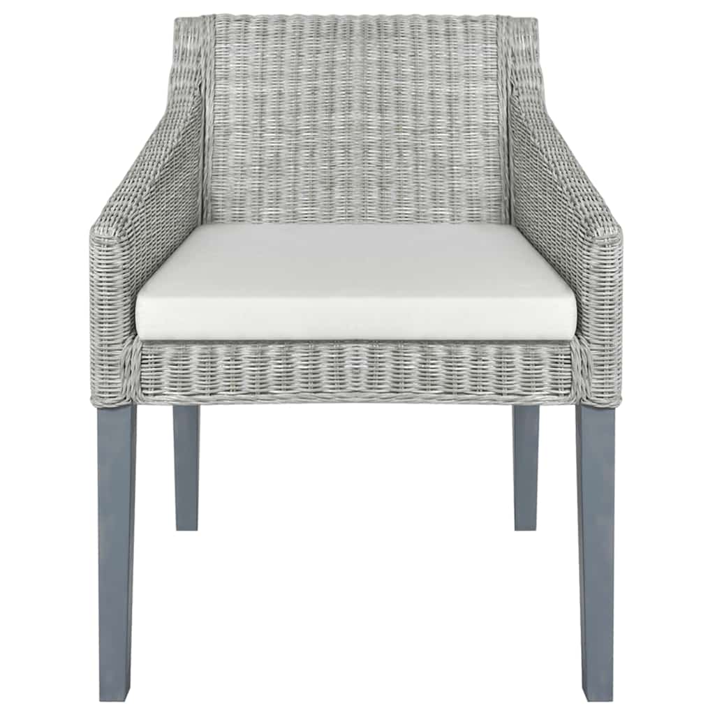 Chaises à manger avec coussins lot de 2 gris rotin naturel