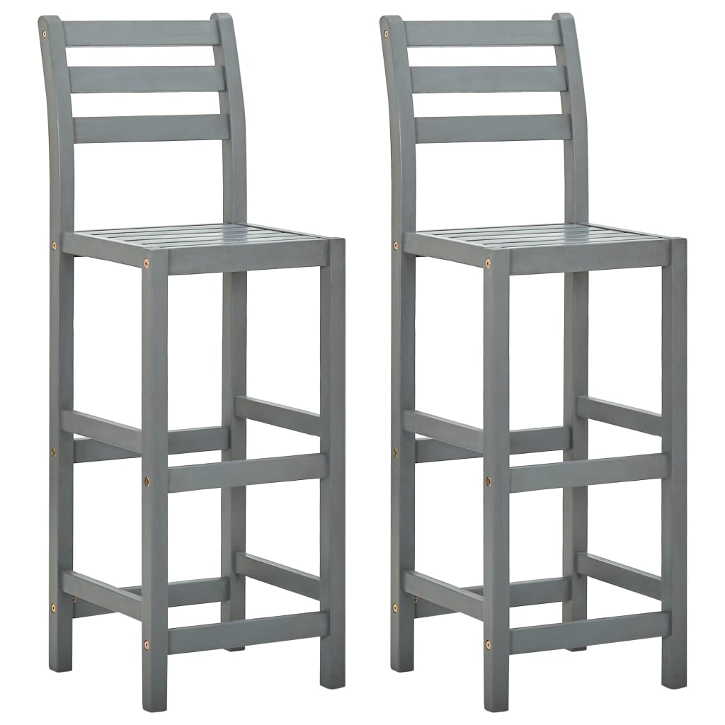 Tabourets de bar lot de 2 gris bois d'acacia massif Tabourets de bar vidaXL