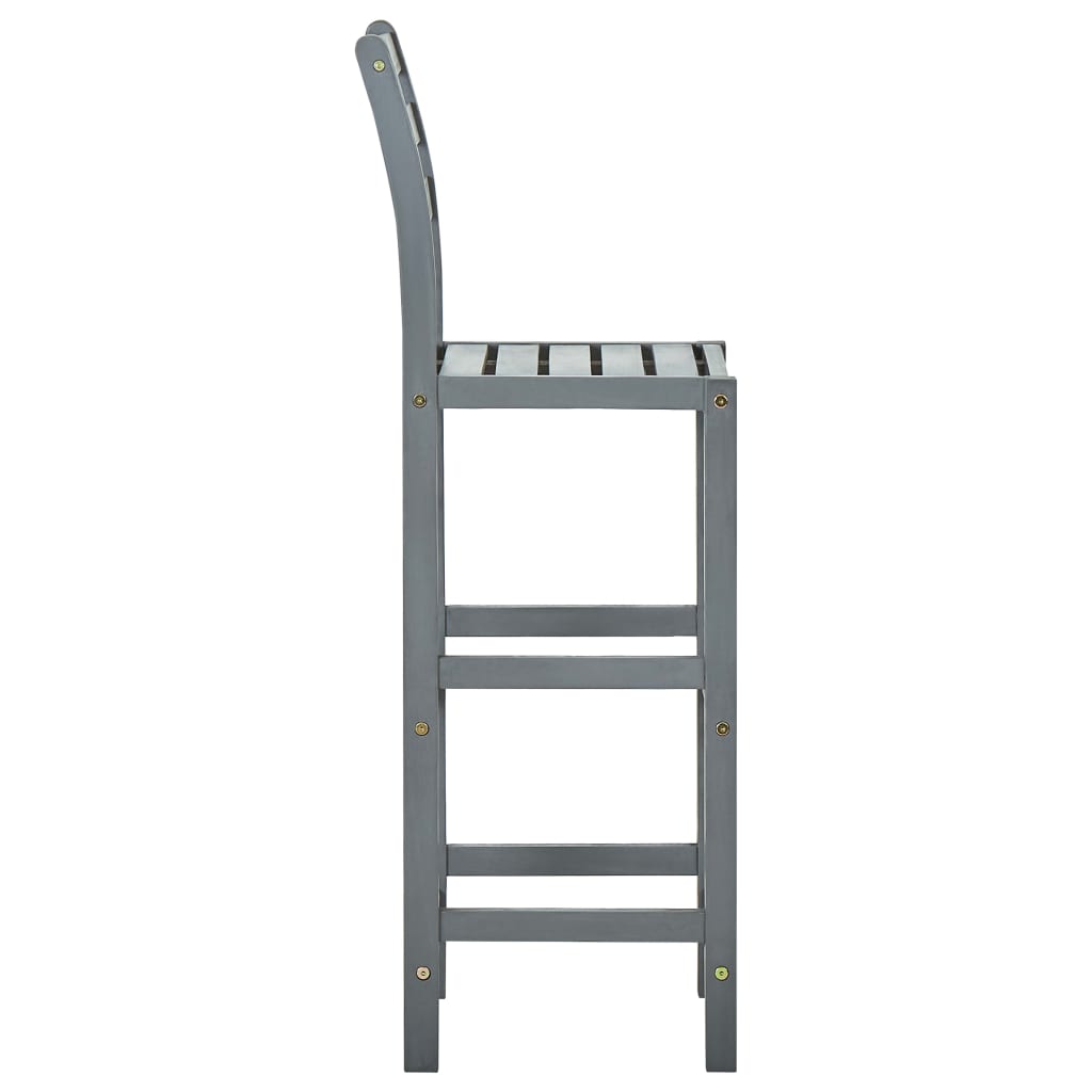 Tabourets de bar lot de 2 gris bois d'acacia massif Tabourets de bar vidaXL