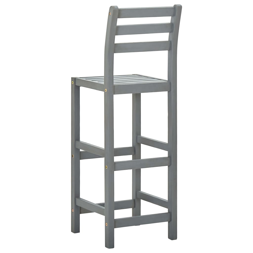 Tabourets de bar lot de 2 gris bois d'acacia massif Tabourets de bar vidaXL