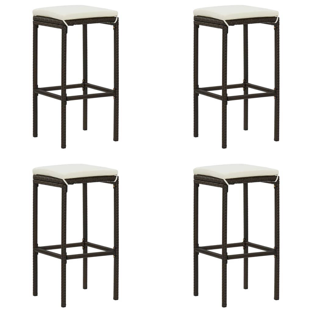 Tabourets de bar avec coussins lot de 4 marron résine tressée - XIOS