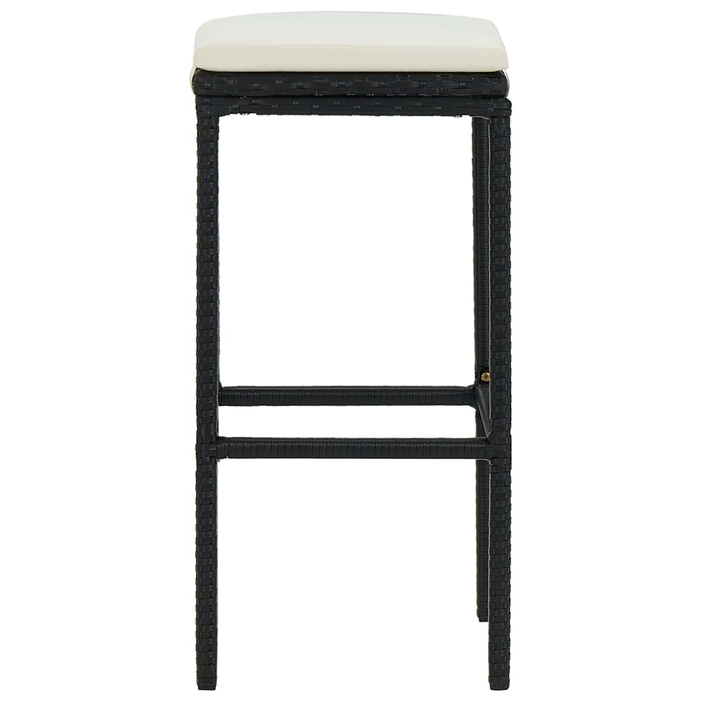 Tabourets de bar avec coussins lot de 4 noir résine tressée - XIOS