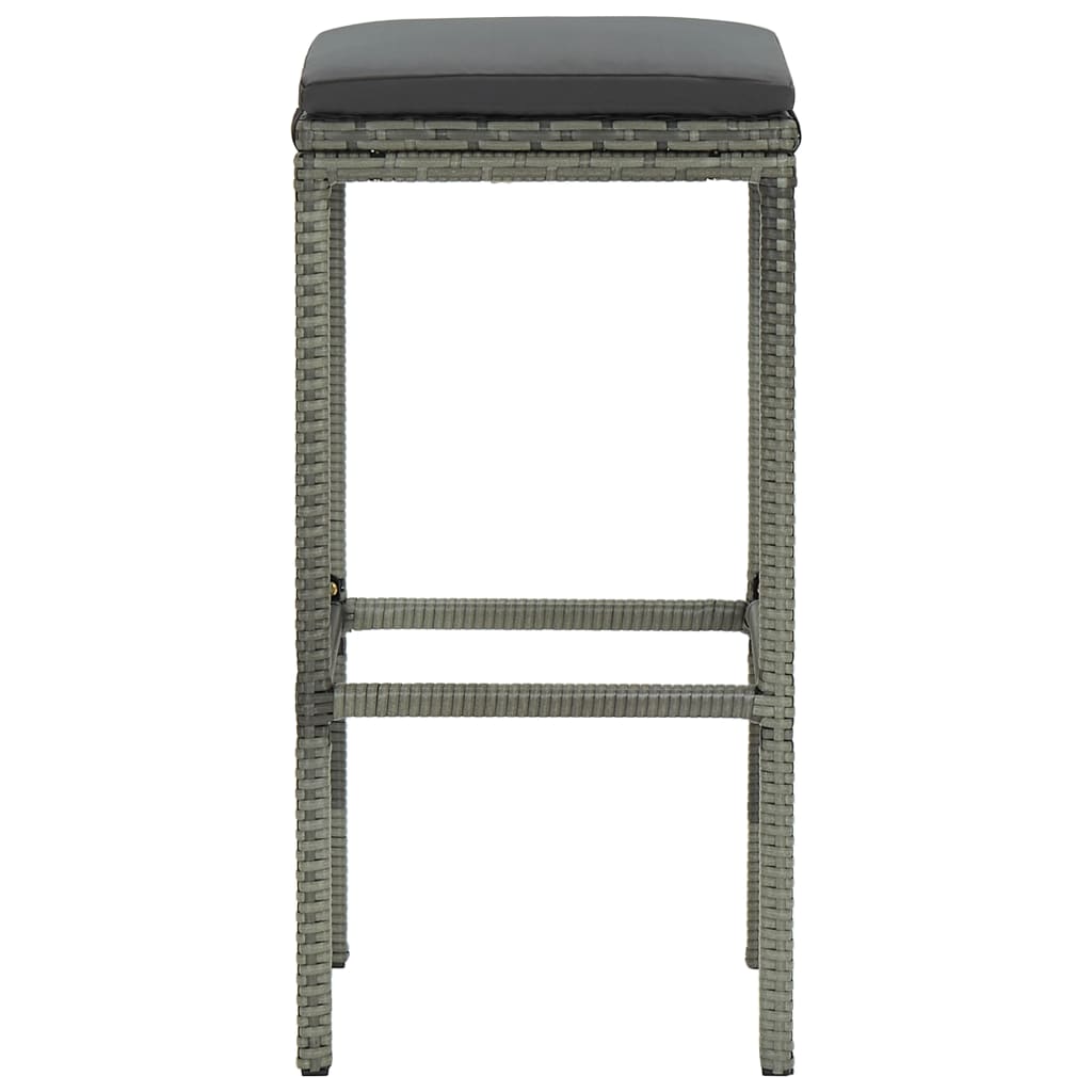 Tabourets de bar avec coussins lot de 4 gris résine tressée - XIOS