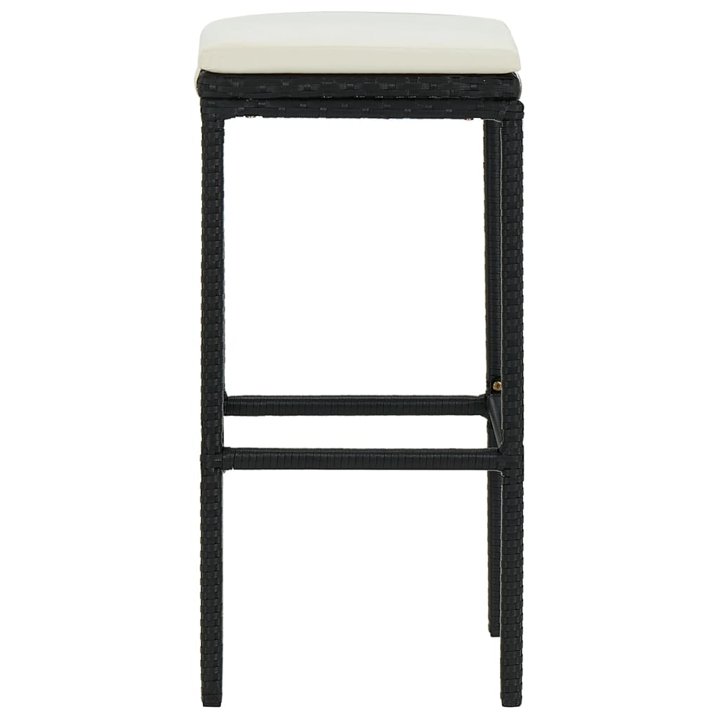Tabourets de bar avec coussins lot de 6 noir résine tressée - XIOS