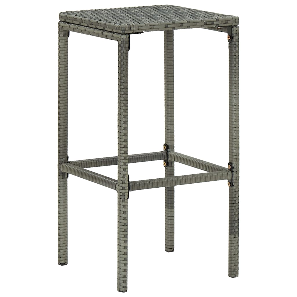 Tabourets de bar avec coussins lot de 6 gris résine tressée - XIOS