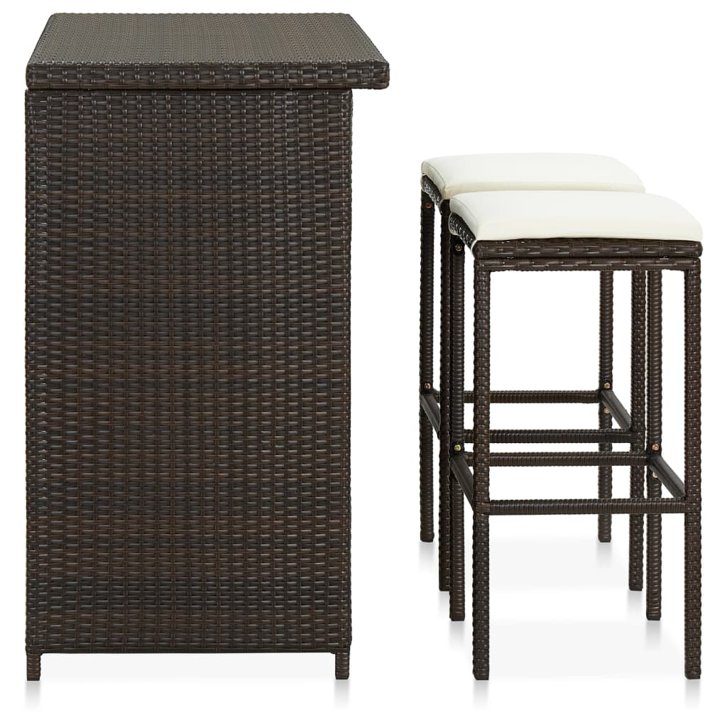 Ensemble de bar 3 pcs Résine tressée Marron - XIOS