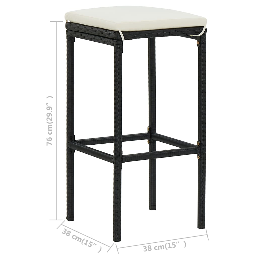 Ensemble de bar 3 pcs Résine tressée Noir - XIOS