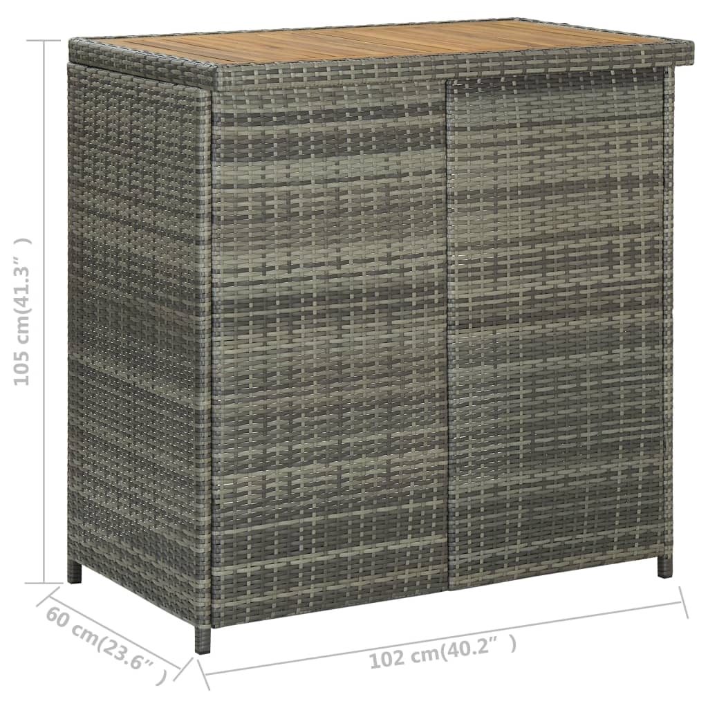 Ensemble de bar 3 pcs Résine tressée Gris - XIOS