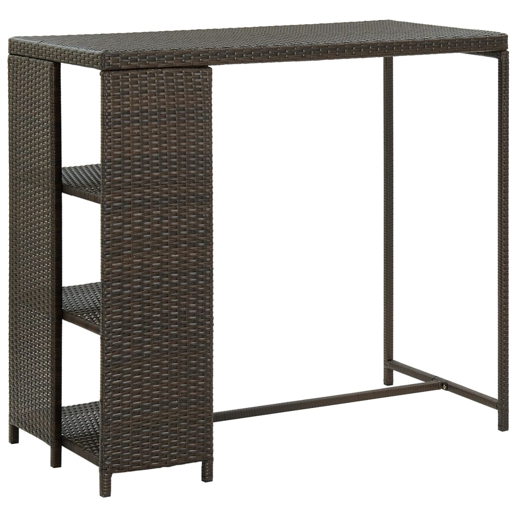 Table de bar avec rangement Marron 120x60x110 cm Résine tressée - XIOS