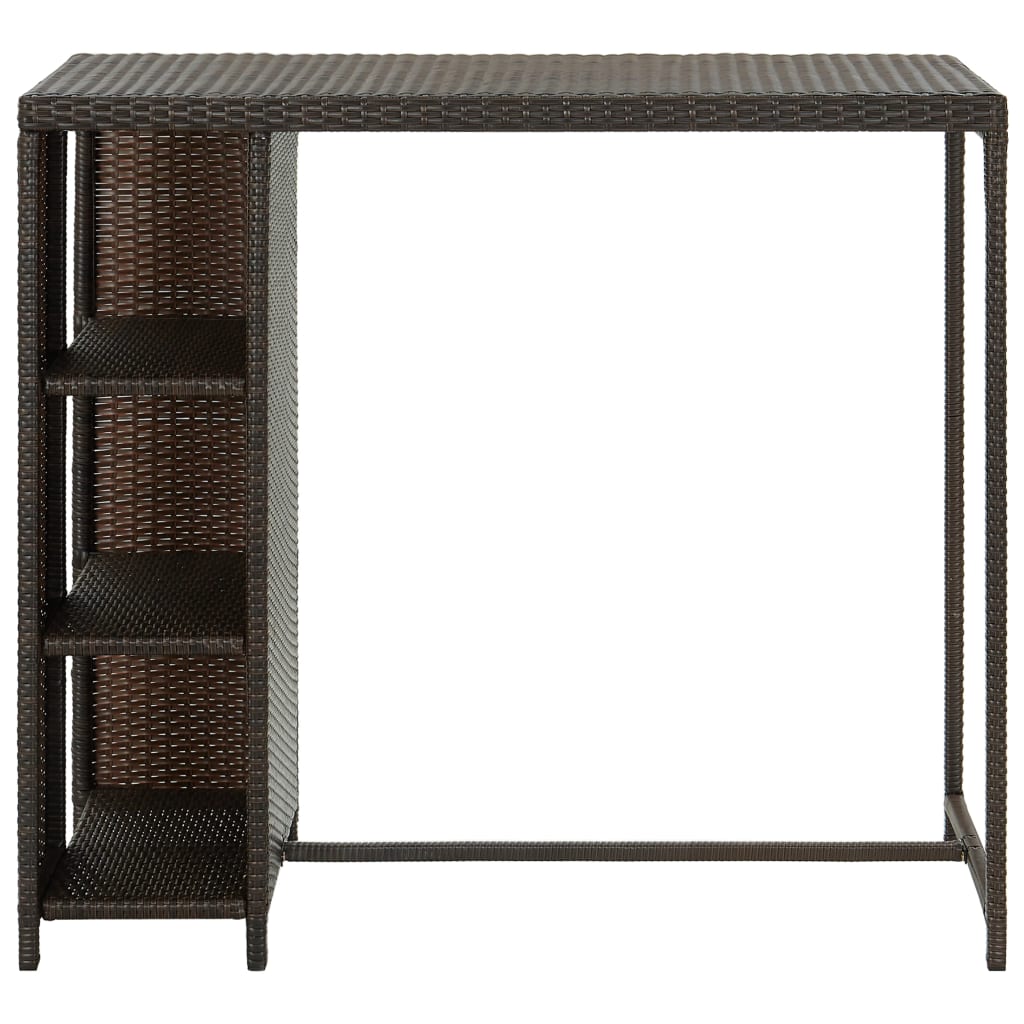 Table de bar avec rangement Marron 120x60x110 cm Résine tressée - XIOS
