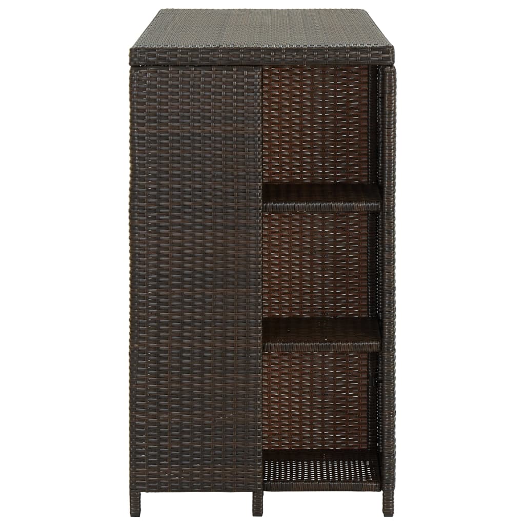 Table de bar avec rangement Marron 120x60x110 cm Résine tressée - XIOS