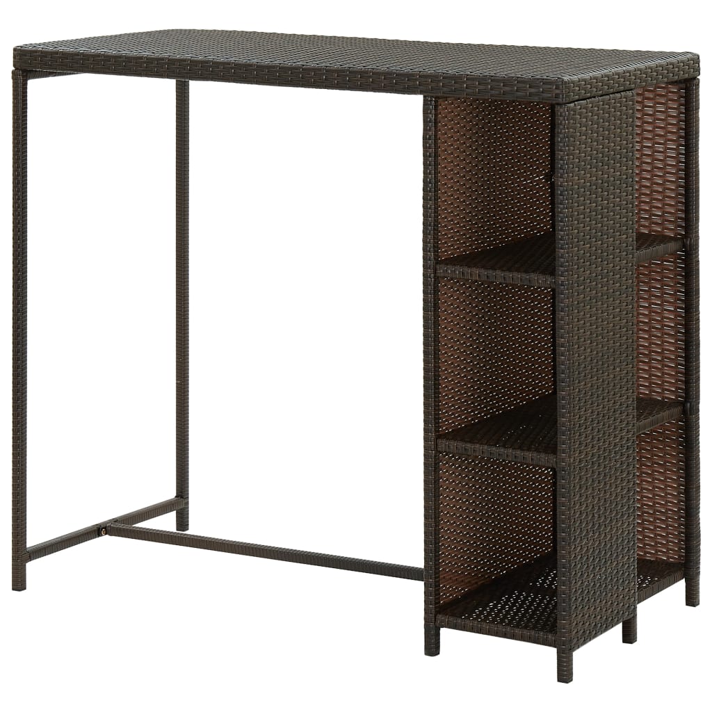 Table de bar avec rangement Marron 120x60x110 cm Résine tressée - XIOS