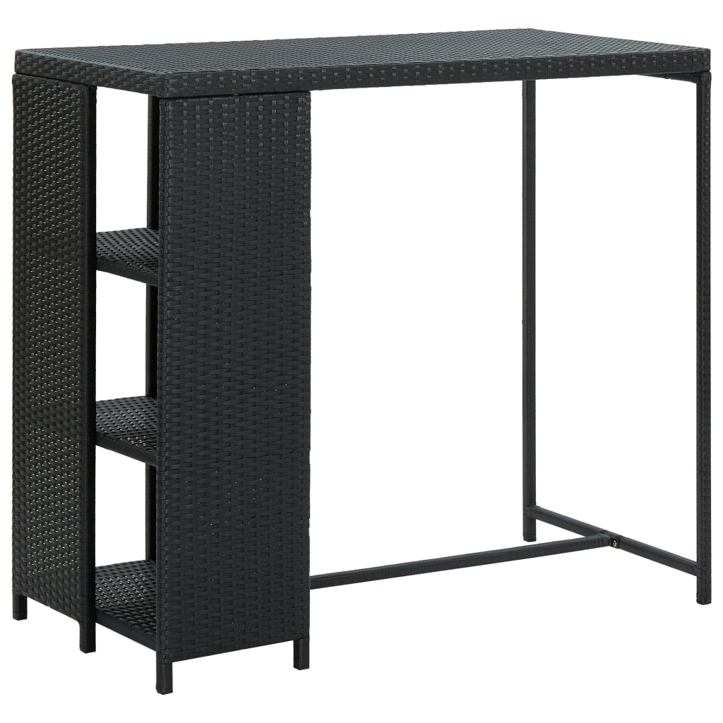Table de bar avec rangement Noir 120x60x110 cm Résine tressée - XIOS