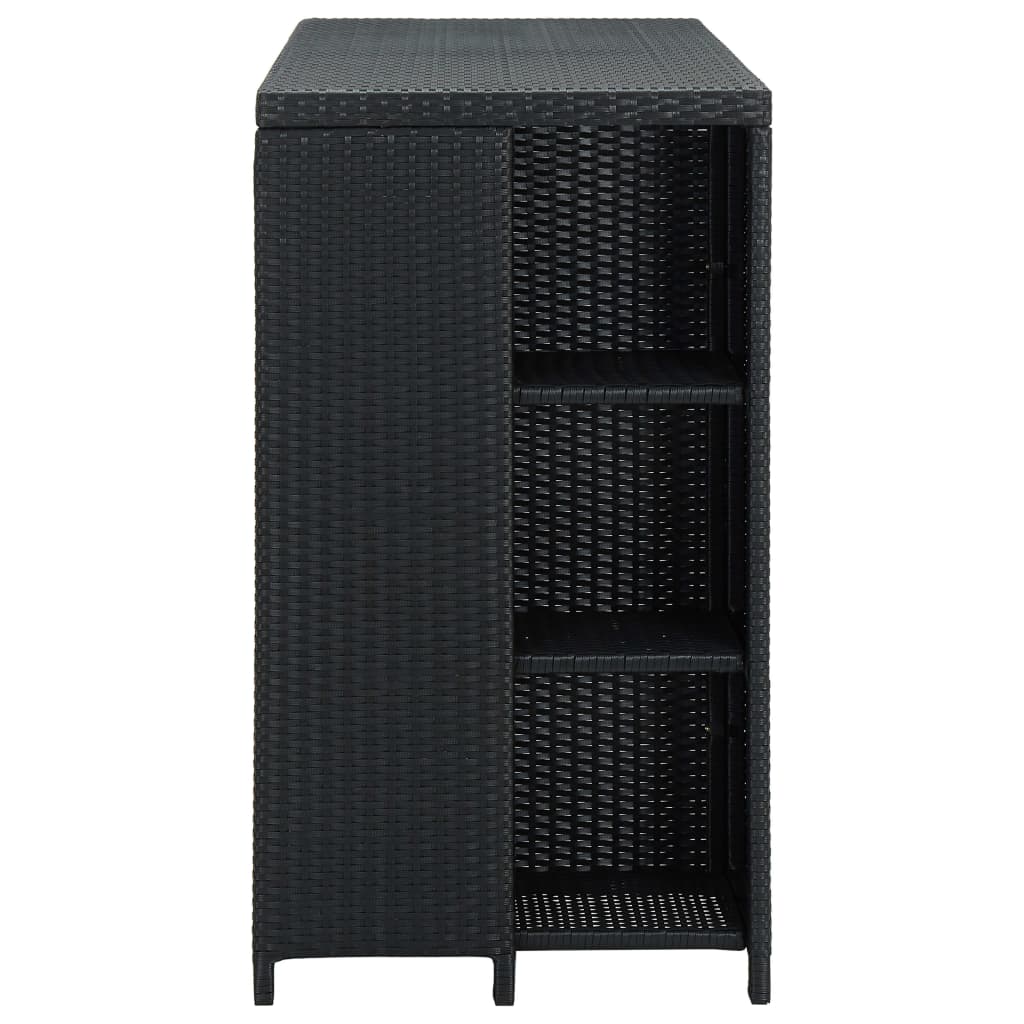 Table de bar avec rangement Noir 120x60x110 cm Résine tressée - XIOS