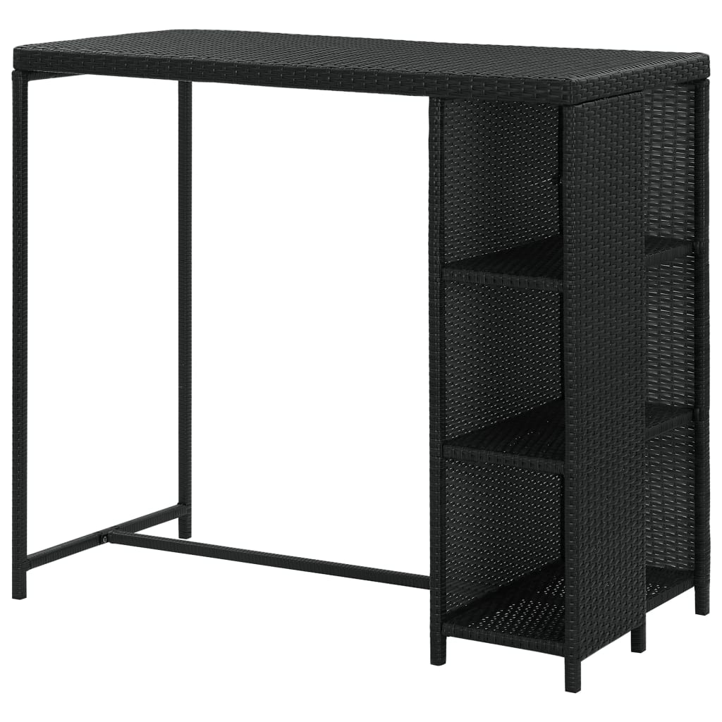 Table de bar avec rangement Noir 120x60x110 cm Résine tressée - XIOS