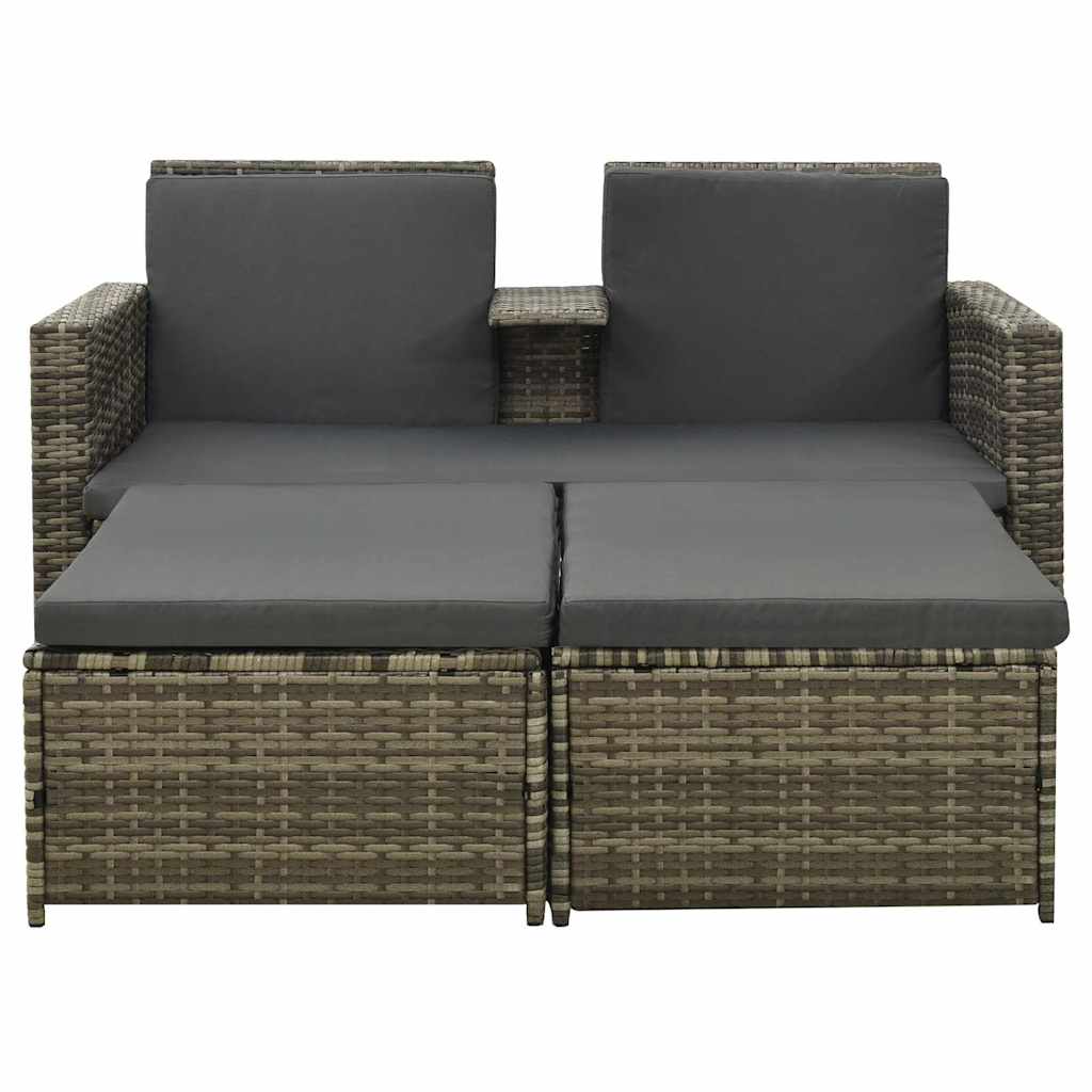 Salon de jardin 3 pcs avec coussins Résine tressée Gris