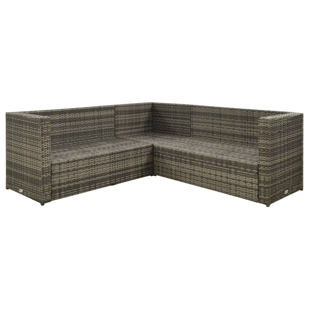 Salon de jardin 4 pcs avec coussins résine tressée gris