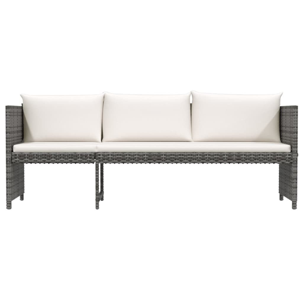 Salon de jardin 6 pcs avec coussins résine tressée gris
