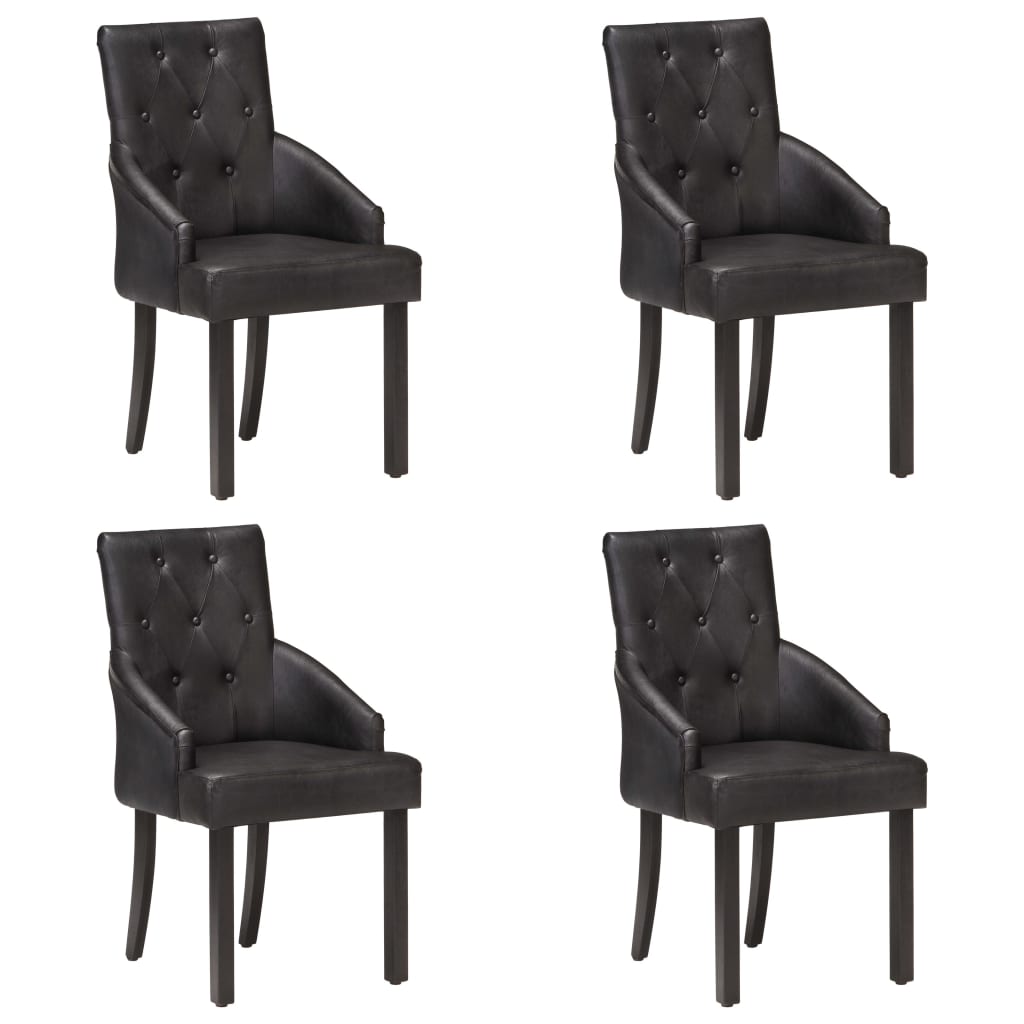 Chaises à manger lot de 4 noir cuir de chèvre véritable - XIOS