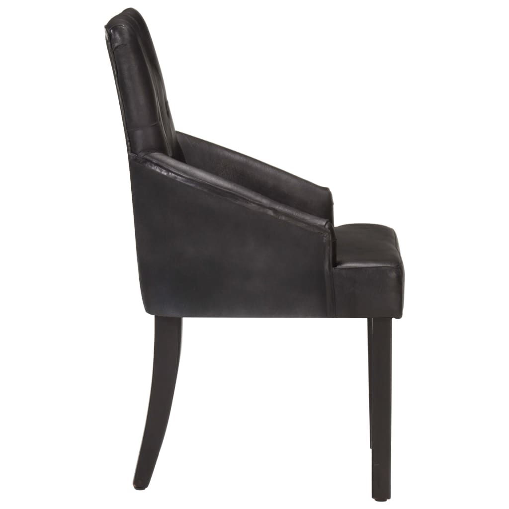 Chaises à manger lot de 4 noir cuir de chèvre véritable - XIOS