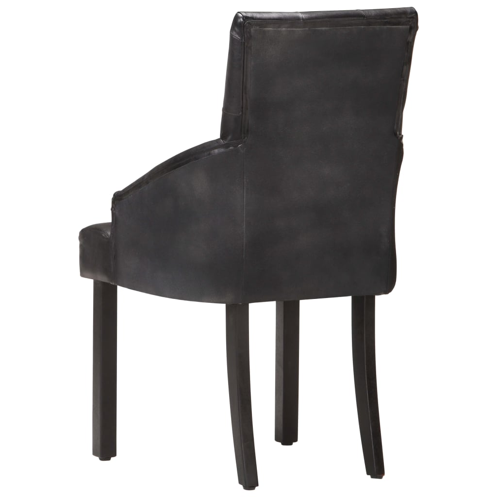 Chaises à manger lot de 4 noir cuir de chèvre véritable - XIOS