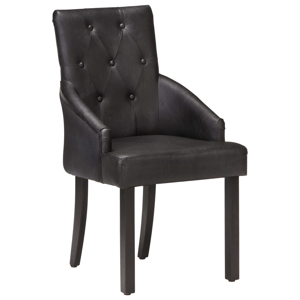 Chaises à manger lot de 6 noir cuir de chèvre véritable - XIOS
