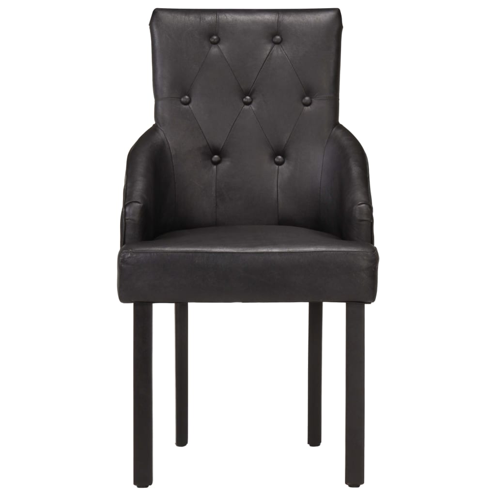 Chaises à manger lot de 6 noir cuir de chèvre véritable - XIOS
