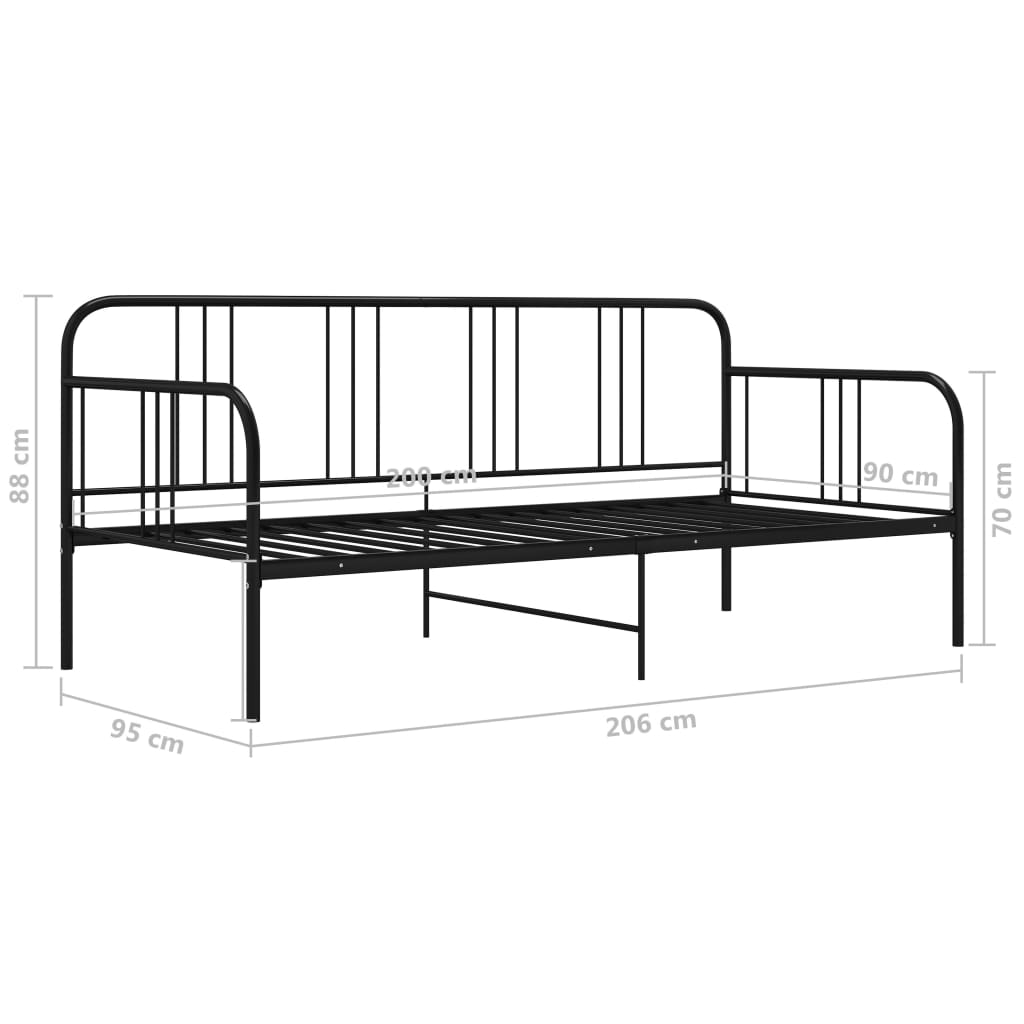 Cadre de canapé-lit sans matelas noir métal 90x200 cm - XIOS