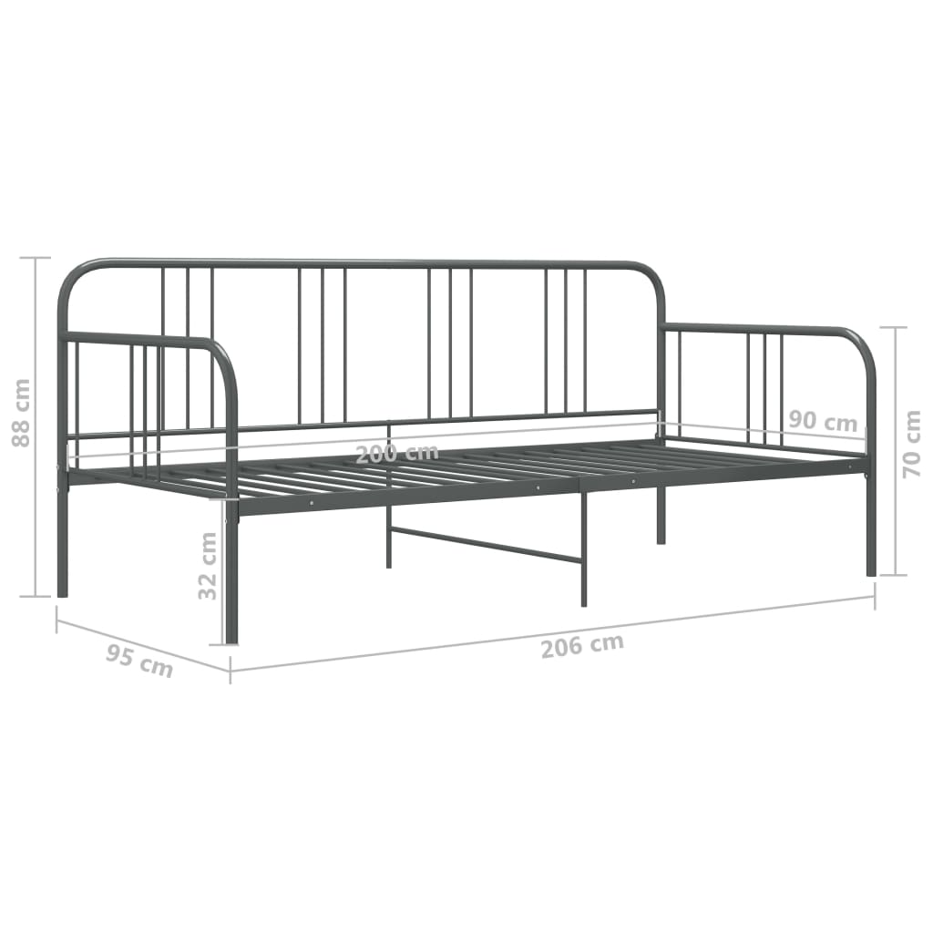 Cadre de canapé-lit sans matelas gris métal 90x200 cm - XIOS