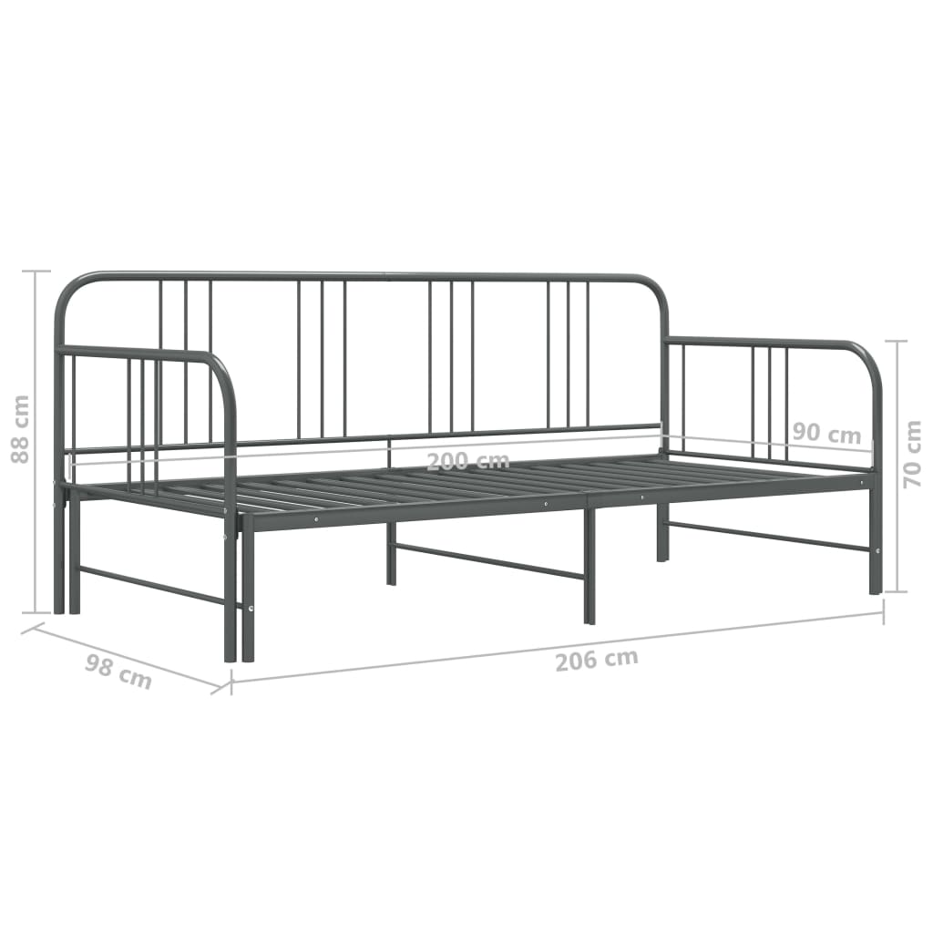 Cadre de canapé-lit extensible sans matelas gris métal 90x200cm - XIOS