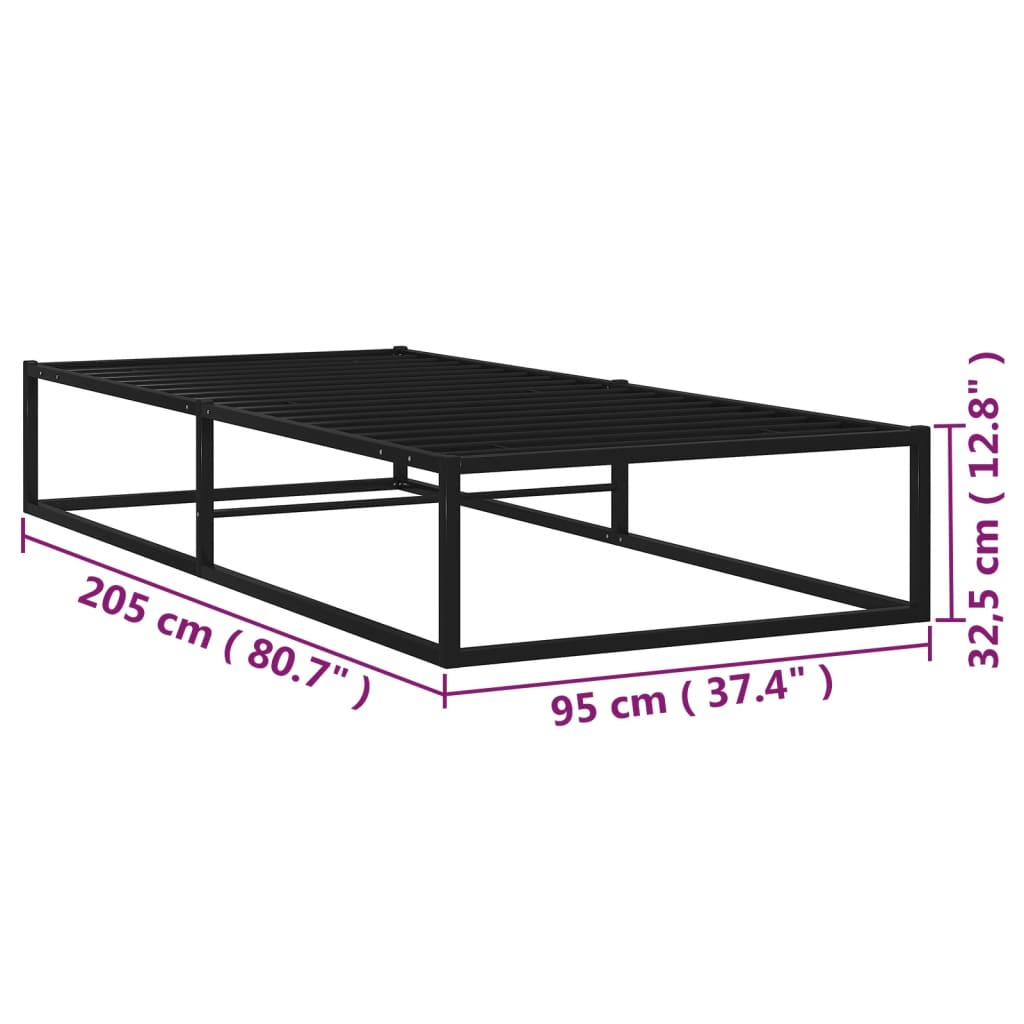 Cadre de lit sans matelas noir métal 90x200 cm - XIOS