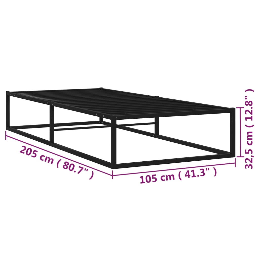 Cadre de lit sans matelas noir métal 100x200 cm - XIOS