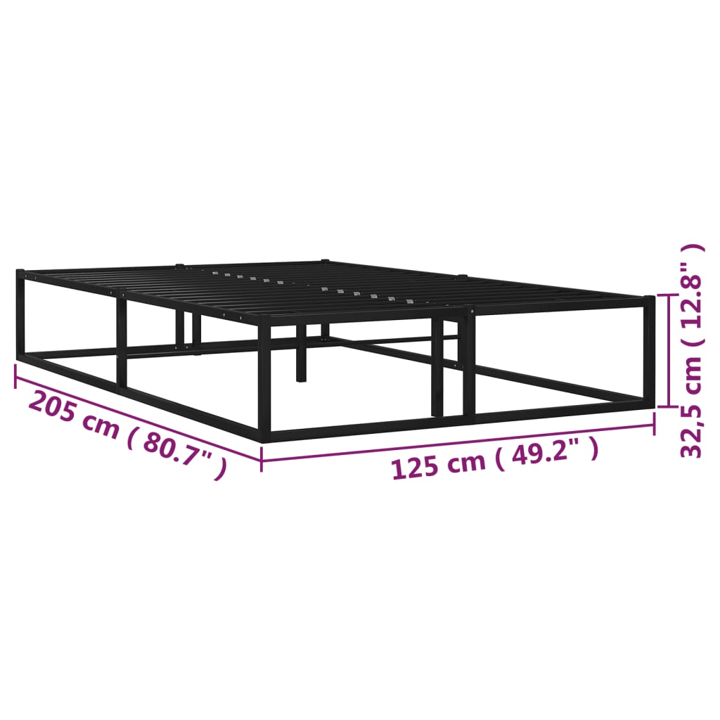 Cadre de lit sans matelas noir métal 120x200 cm - XIOS