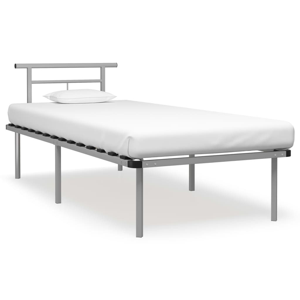 Cadre de lit sans matelas gris métal 90x200 cm - XIOS