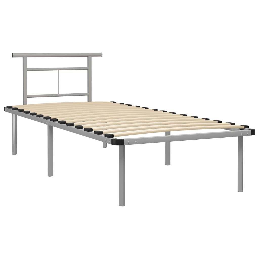 Cadre de lit sans matelas gris métal 90x200 cm - XIOS