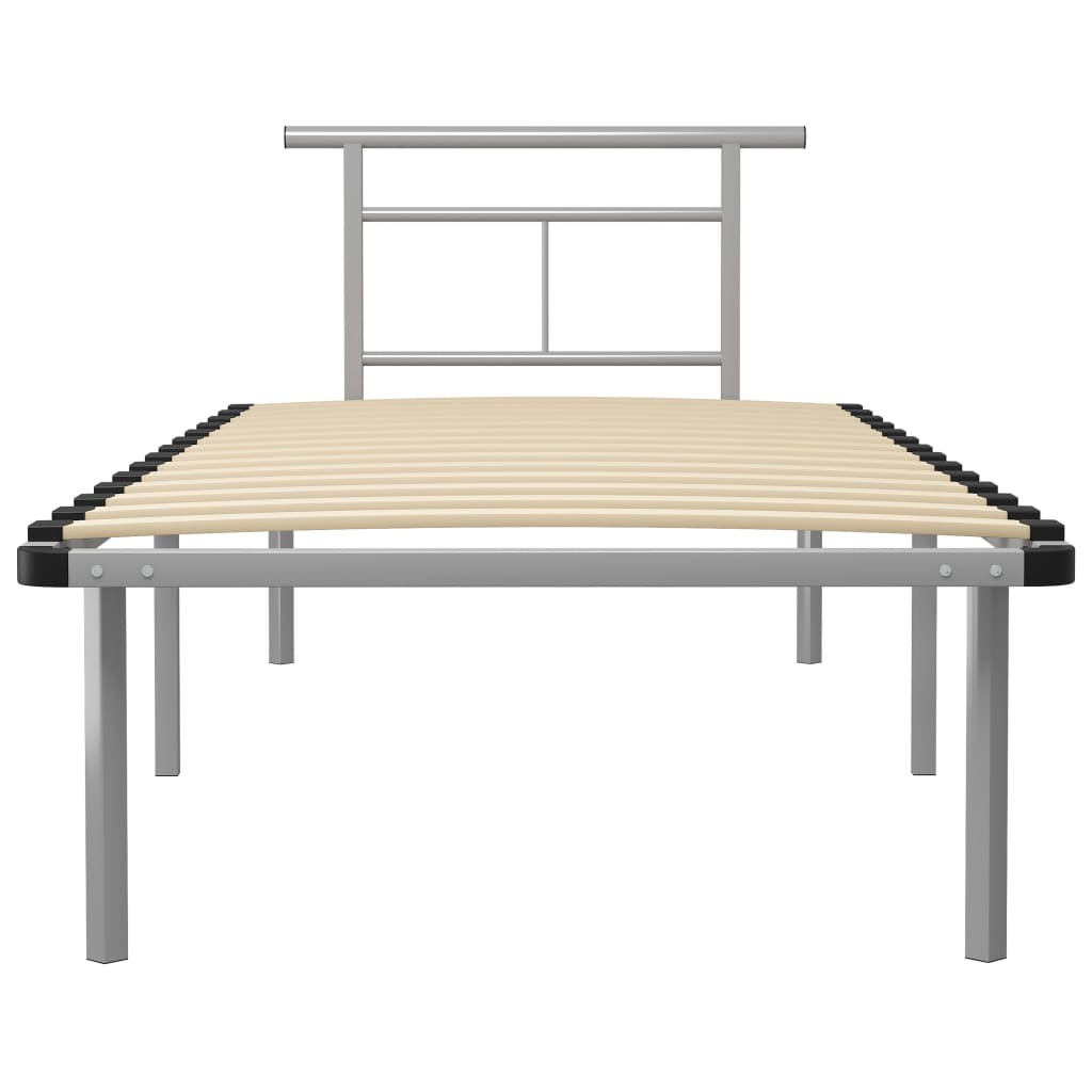 Cadre de lit sans matelas gris métal 90x200 cm - XIOS