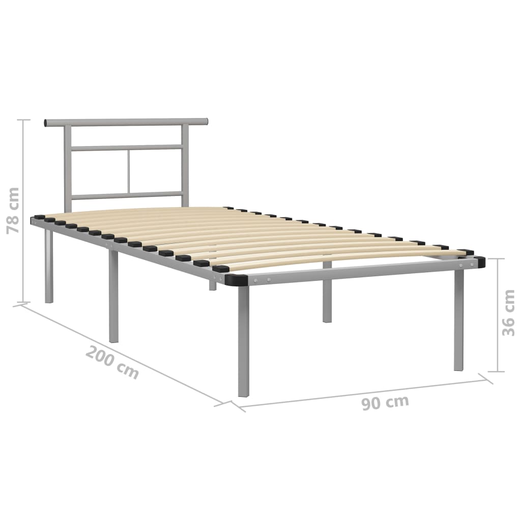 Cadre de lit sans matelas gris métal 90x200 cm - XIOS