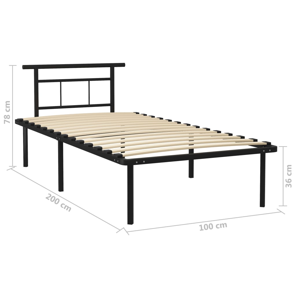 Cadre de lit sans matelas noir métal 100x200 cm - XIOS