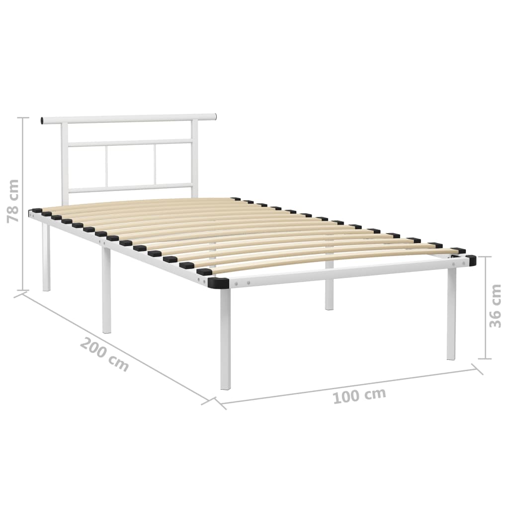 Cadre de lit sans matelas blanc métal 100x200 cm - XIOS