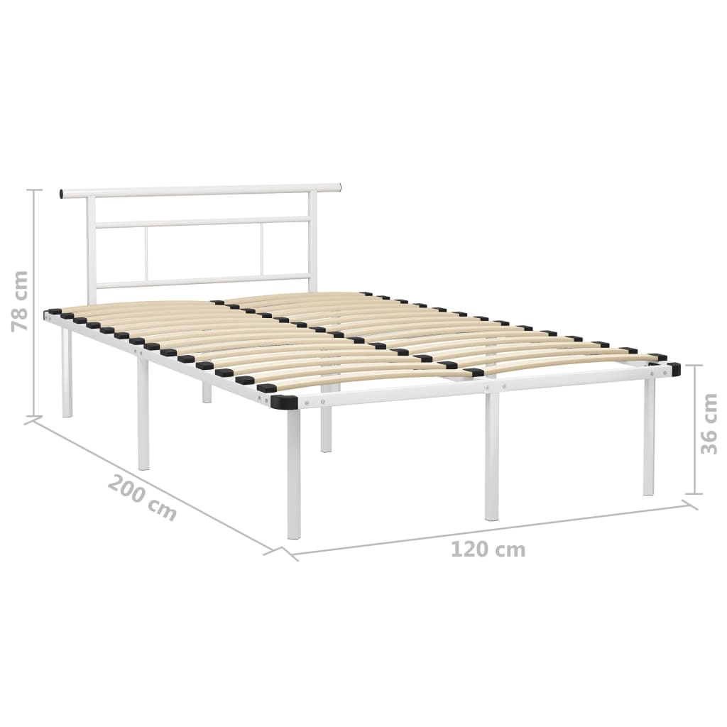 Cadre de lit sans matelas blanc métal 120x200 cm - XIOS
