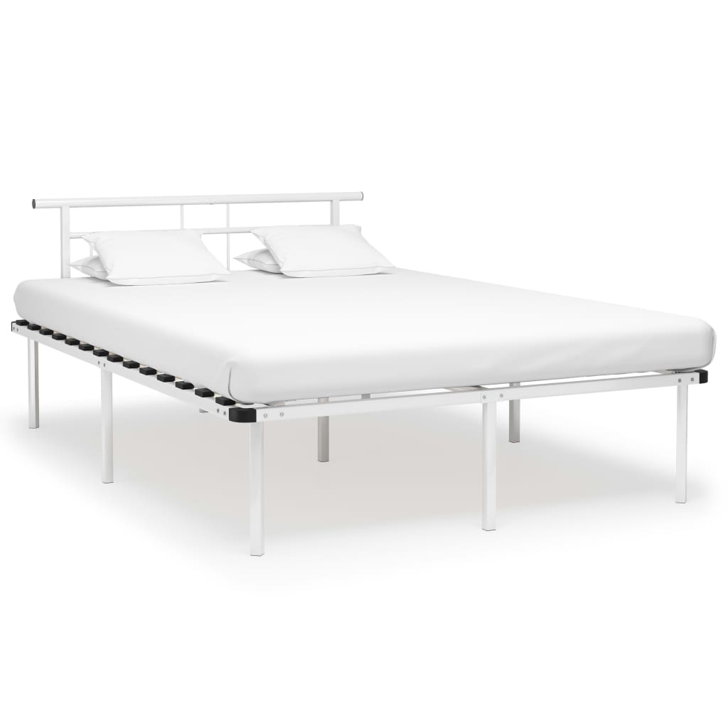 Cadre de lit sans matelas blanc métal 140x200 cm - XIOS