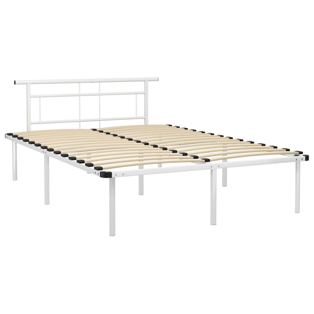 Cadre de lit sans matelas blanc métal 140x200 cm - XIOS