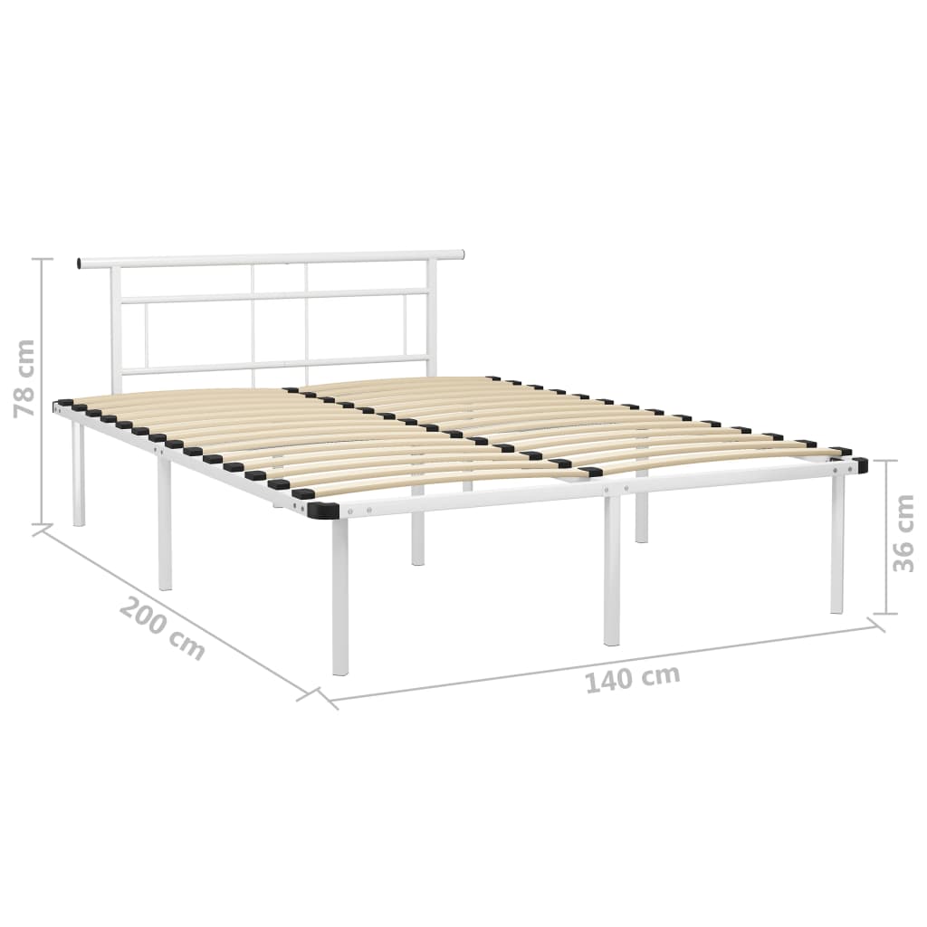 Cadre de lit sans matelas blanc métal 140x200 cm - XIOS