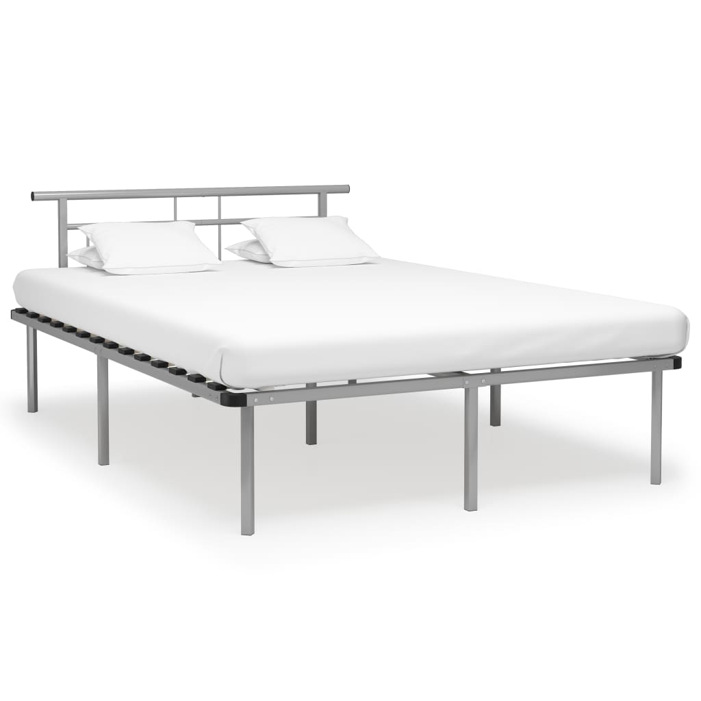 Cadre de lit sans matelas gris métal 140x200 cm - XIOS
