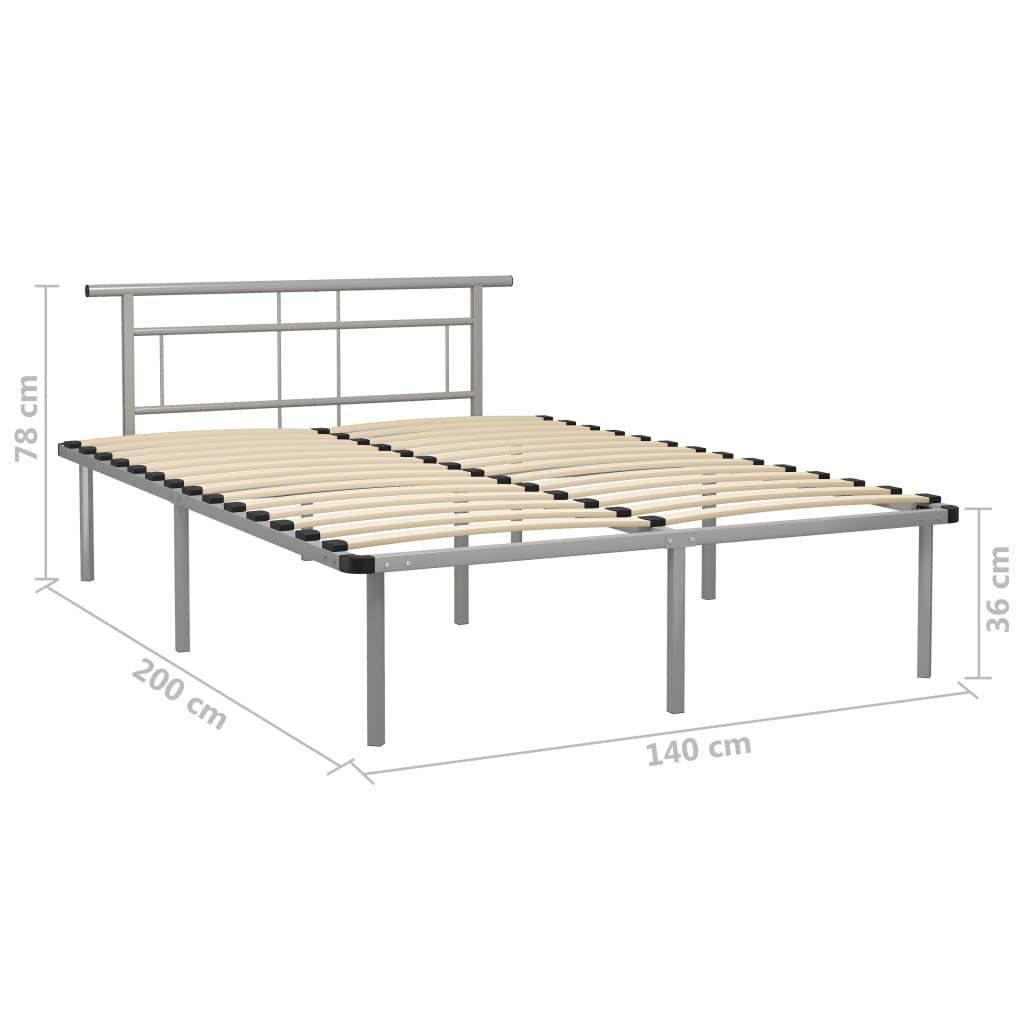 Cadre de lit sans matelas gris métal 140x200 cm - XIOS