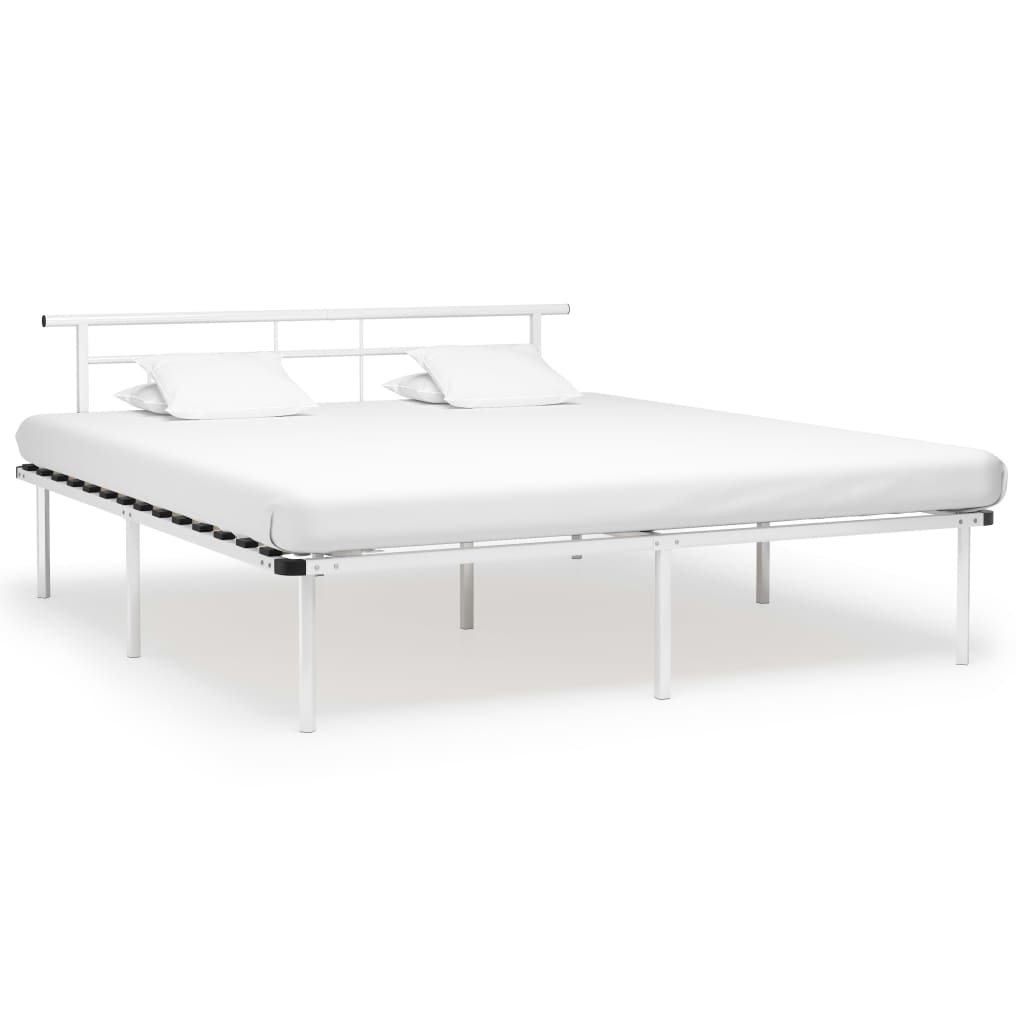 Cadre de lit sans matelas blanc métal 200x200 cm - XIOS