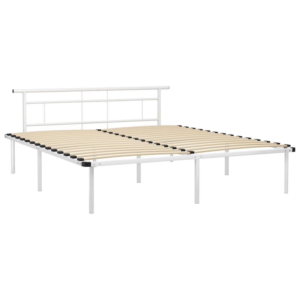 Cadre de lit sans matelas blanc métal 200x200 cm - XIOS